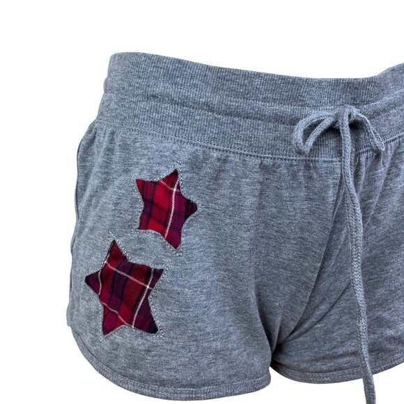Cozy Zoe Women’s Heather Gray Lounge Set W/ Red Plaid Star and Shorts Sz S - New - Picture 9 of 16